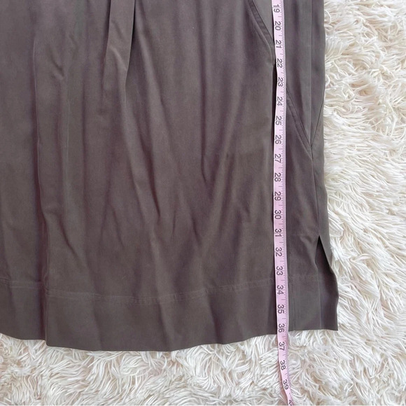 J Jill 3/4 sleeve quarter button silk pockets midi dress olive green size XS - Picture 7 of 11